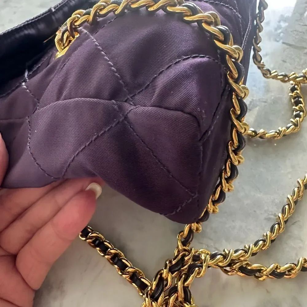 Prada Dark Purple Quilted Shoulder Bag with Chain Straps - Picture 8 of 16